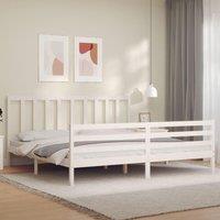 Berkfield Home Bed Frame with Headboard White 200x200 cm Solid Wood