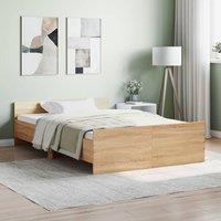 Bed Frame with Headboard and Footboard Sonoma Oak 120x190 cm Small Double