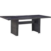 Berkfield Home Garden Dining Table Black 200x100x74 cm Glass & Poly Rattan | Size: 200 x 100 x 74 cm
