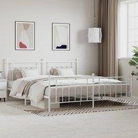 Berkfield Home Metal Bed Frame with Headboard & Footboard White 200x200 cm