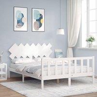 Bed Frame with Headboard White 140x200 cm Solid Wood