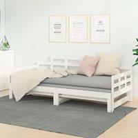 Pull-out Day Bed White Solid Wood Pine 2x(90x190) cm