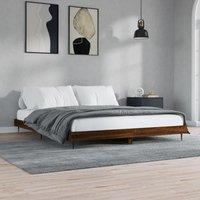 Bed Frame Brown Oak 200x200 cm Engineered Wood