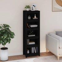 Berkfield Home Book Cabinet Black 50x35x154 cm Solid Wood Pine | Size: 50 x 35 x 154 cm