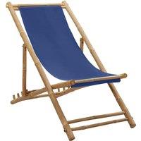 Deck Chair Bamboo and Canvas Navy Blue