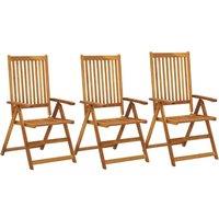Garden Reclining Chairs 3 pcs Solid Acacia Wood