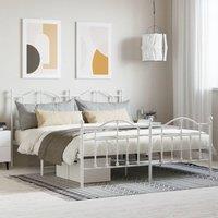 Metal Bed Frame with Headboard and Footboard White 160x200 cm