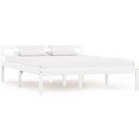 Bed Frame White Solid Pine Wood 140x200 cm