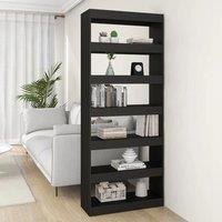 Berkfield Home Book Cabinet/Room Divider Black 80x30x198 cm Engineered Wood | Size: 80 x 30 x 198 cm