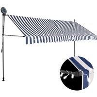 Berkfield Home Manual Retractable Awning with LED 400 cm Blue & White