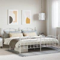Metal Bed Frame with Headboard and Footboard White 193x203 cm