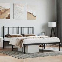 Metal Bed Frame with Headboard Black 150x200 cm King Size
