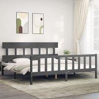Berkfield Home Bed Frame with Headboard Grey 200x200 cm Solid Wood