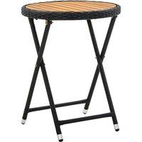 Tea Table Black 60 cm Poly Rattan and Solid Acacia Wood