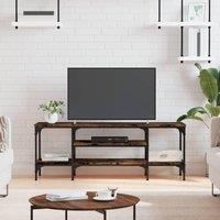 Berkfield Home TV Cabinet Smoked Oak 121x35x45 cm Engineered Wood&Iron in Brown | Size: 121 x 35 x 45 cm