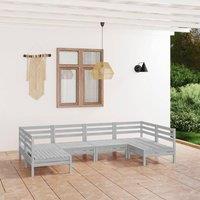 6 Piece Garden Lounge Set White Solid Wood Pine