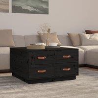 Coffee Table Black 80x80x45 cm Solid Wood Pine