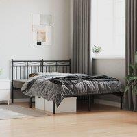 Metal Bed Frame with Headboard Black 140x200 cm