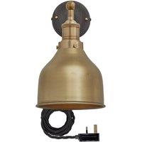 Brooklyn Cone Wall Light, 7 Inch, Brass, Brass Holder With Plug