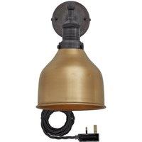 Brooklyn Cone Wall Light, 7 Inch, Brass, Pewter Holder With Plug