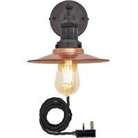 Brooklyn Flat Wall Light, 8 Inch, Copper, Pewter Holder With Plug