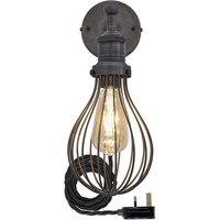 Brooklyn Balloon Cage Wall Light, 6 Inch, Pewter, Pewter Holder With Plug