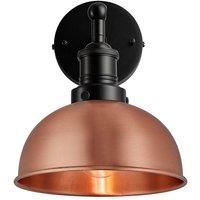 Industville Brooklyn Dome Wall Light, 8 Inch, Copper, Black Holder in Copper