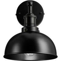 Industville Brooklyn Dome Wall Light, 8 Inch, Black, Black Holder