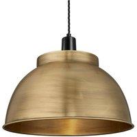 Sleek Dome Pendant, 17 Inch, Brass, Black Holder