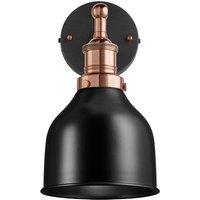 Brooklyn Cone Wall Light, 7 Inch, Black, Copper Holder