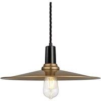 Industville Sleek Flat Pendant, 15 Inch, Brass, Black Holder in Bronze