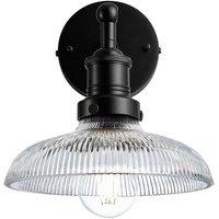 Industville Brooklyn Glass Dome Wall Light, 8 Inch, Black Holder