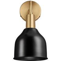 Sleek Cone Wall Light, 7 Inch, Black, Brass Holder