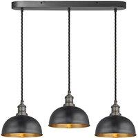 Brooklyn Dome 3 Wire Oval Cluster Lights, 8 inch, Pewter & Brass, Pewter holder