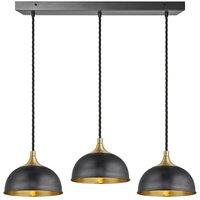 Chelsea Dome 3 Wire Cluster Lights, 8 inch, Pewter & Brass, Brass holder