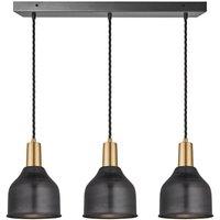Sleek Cone 3 Wire Cluster Lights, 7 inch, Pewter, Brass holder