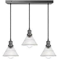 Brooklyn Glass Funnel 3 Wire Cluster Lights, 7 inch, Pewter holder