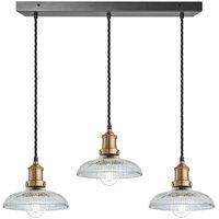 Brooklyn Glass Dome 3 Wire Cluster Lights, 8 inch, Brass holder