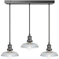 Brooklyn Glass Dome 3 Wire Cluster Lights, 8 inch, Pewter holder