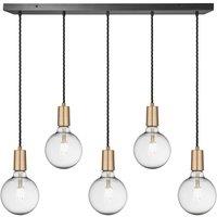 Sleek Edison Cluster Lights, 5 Wire, Brass
