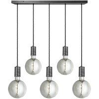 Sleek Large Edison Cluster Lights, 5 Wire - Pewter