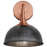 Chelsea Dome Wall Light, 8 Inch, Pewter, Copper Holder