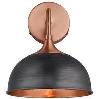 Industville Chelsea Dome Wall Light, 8 Inch, Pewter & Copper, Copper Holder