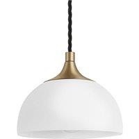 Chelsea Opal Glass Dome Pendant Light, 8 Inch, White, Brass Holder