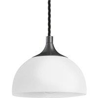 Chelsea Opal Glass Dome Pendant Light, 8 Inch, White, Pewter Holder