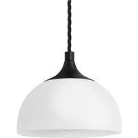 Chelsea Opal Glass Dome Pendant Light, 8 Inch, White, Black Holder