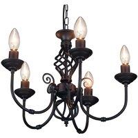 Matt Black 5 Arm Pendant Light with Twist Knot Design