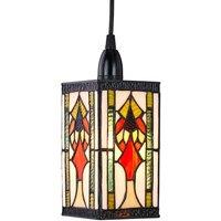 Art Denergy savingTiffany Easy Fit Pendant Shade with Green, Amber and Red Stained Glass