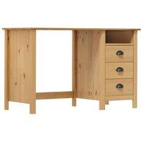 Berkfield Home Desk Hill with 3 Drawers 120x50x74 cm Solid Pine Wood in Brown | Size: 120 x 50 x 74 cm