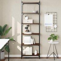 Bookcase 6-Tier Brown Oak 60x30x188 cm Engineered Wood